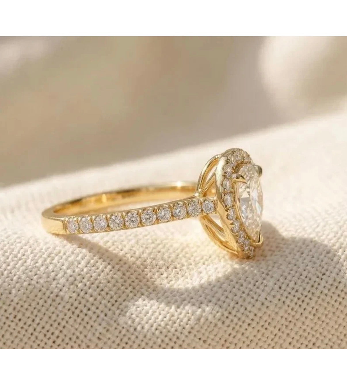 925 Silver Pear Cut Cz Diamond Engagement Ring Delicate Wedding Bridal Jewelry