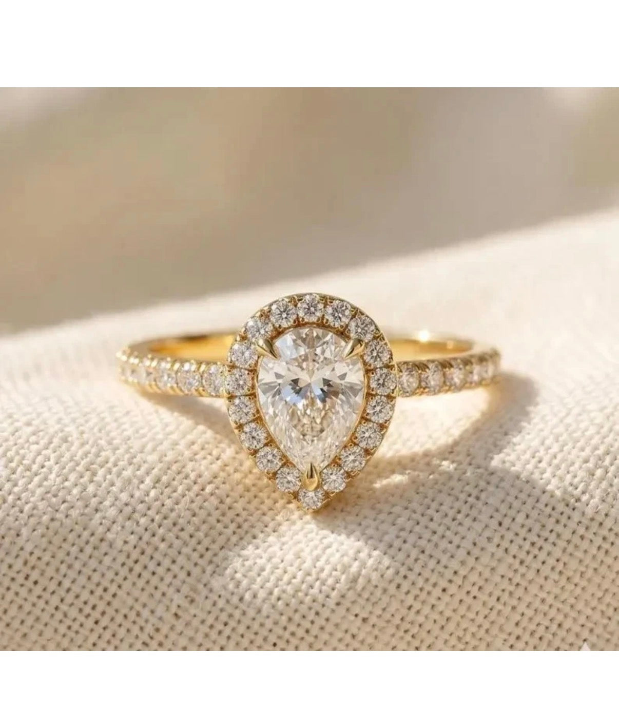 925 Silver Pear Cut Cz Diamond Engagement Ring Delicate Wedding Bridal Jewelry