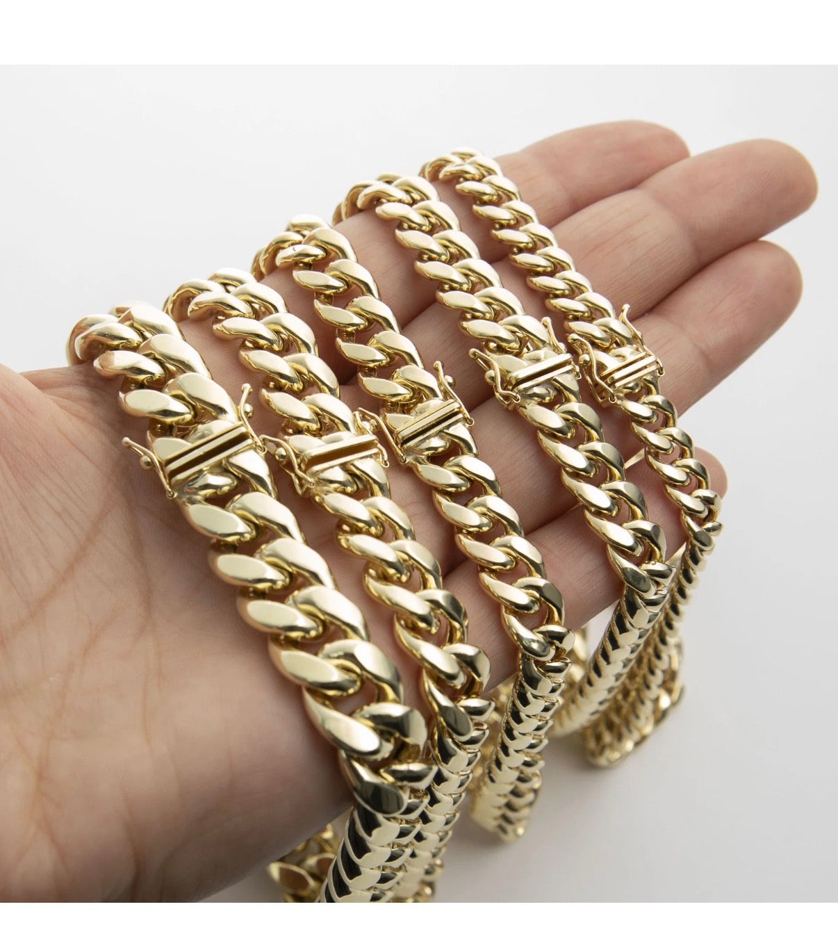 Shiny Miami Cuban Link Chain Necklace Real 14K Yellow Gold All Sizes
