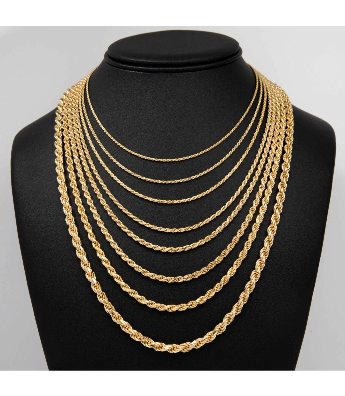 Rope Chain 14K Yellow Gold-Plated Solid Sterling Silver 925 All Sizes