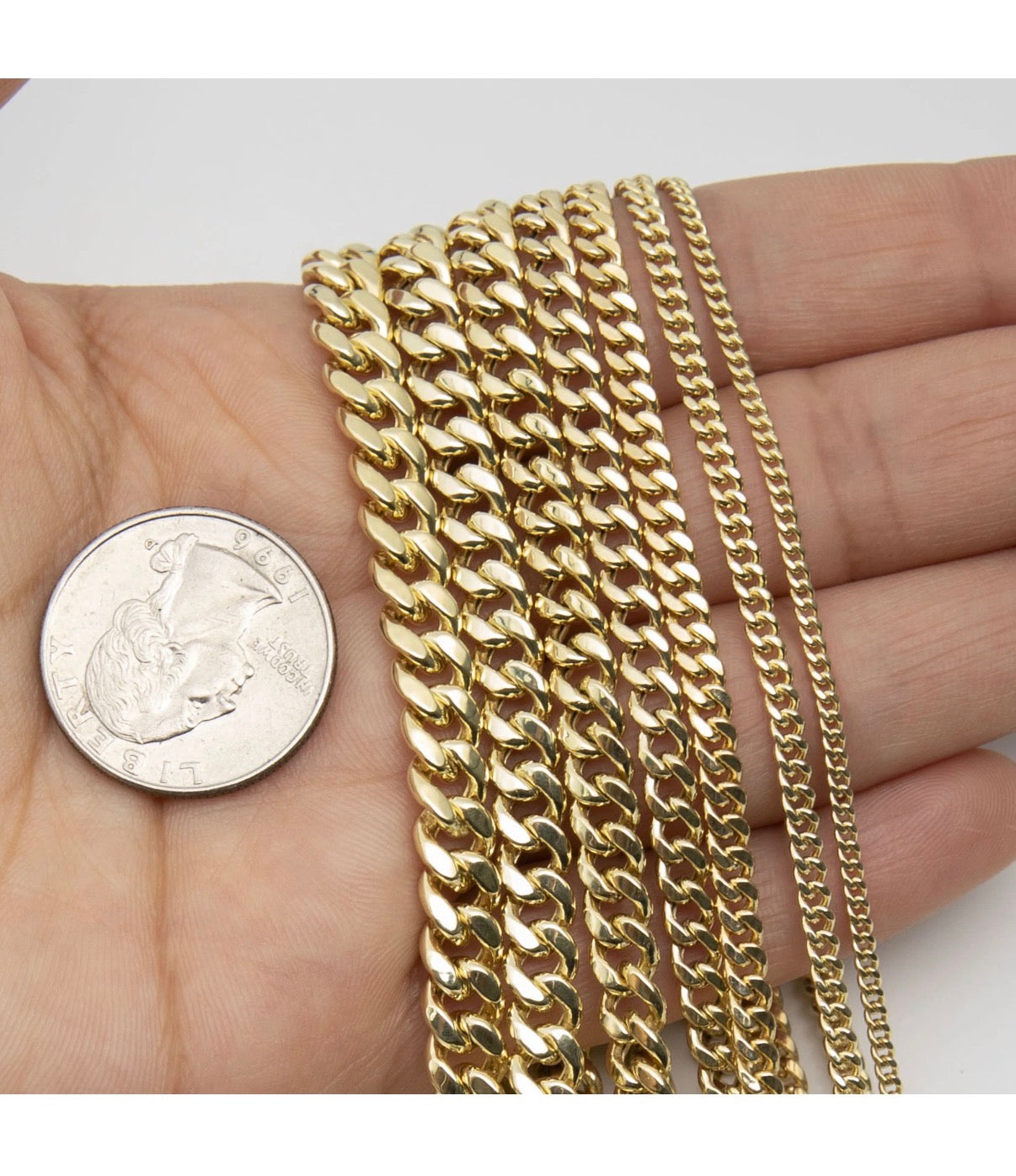 Shiny Miami Cuban Link Chain Necklace Real 14K Yellow Gold All Sizes