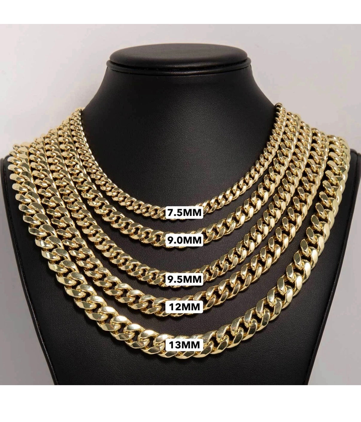 Shiny Miami Cuban Link Chain Necklace Real 14K Yellow Gold All Sizes
