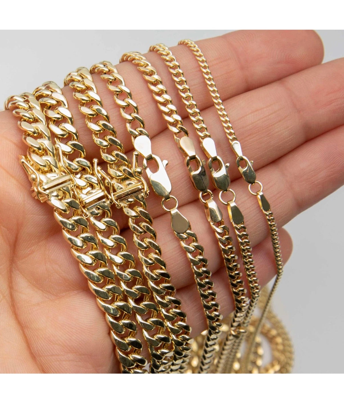 Shiny Miami Cuban Link Chain Necklace Real 14K Yellow Gold All Sizes