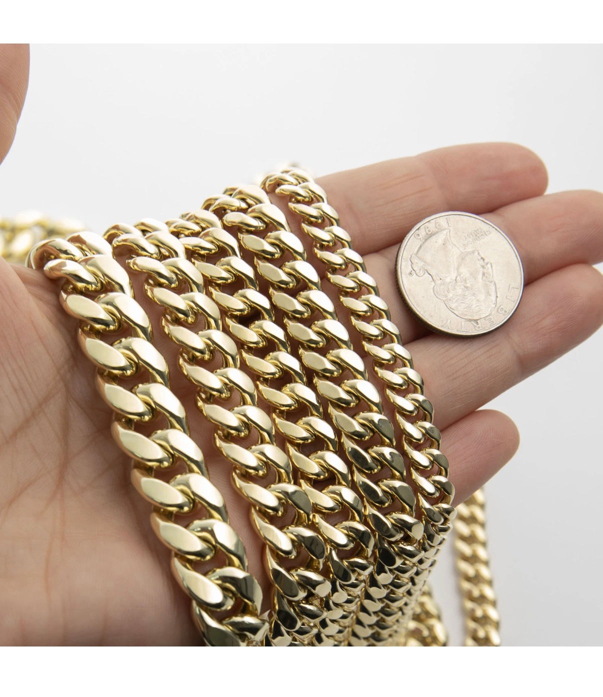 Shiny Miami Cuban Link Chain Necklace Real 14K Yellow Gold All Sizes